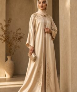 Ivory silk abaya