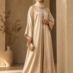 Ivory silk abaya