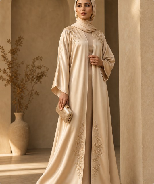 Ivory silk abaya